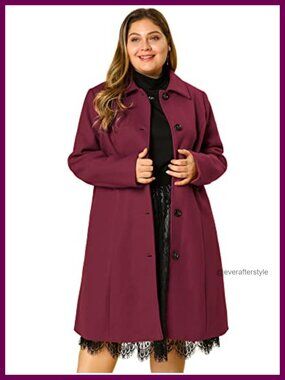 Plus Size Single Breasted Belted Longline Winter Pea Coat